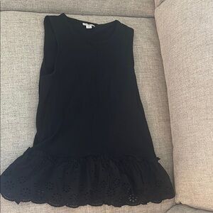 J. Crew Black Sleeveless Top with Eyelet Hem